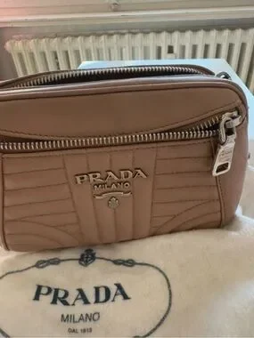 F00290 Prada | Bags | Prada Beige Quilted Leather Crossbody Bag With Silver ...